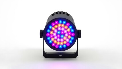 Modern stage lighting fixture with vibrant multicolored leds on a white background