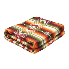Watercolor Folded Blanket with Southwestern Pattern isolated on a transparent background