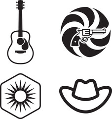Western Music and Desert Icon Set