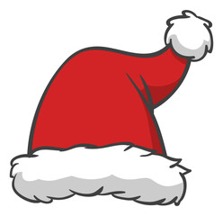 Collage with Santa Claus hats, closeup objects. Santa Hat Illustration