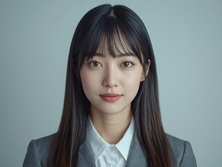 ビジネススーツを着たアジア人女性の正面からのポートレート
