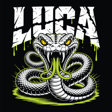 Aggressive Cobra Snake Head Logo Geometric Vector Illustration
