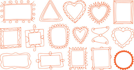 Collection of decorative hand-drawn doodle frames and borders in various shapes
