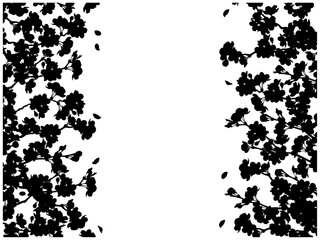 さくらのフレーム④左右_シルエット_黒