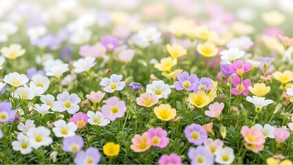 Soft focus pastel wildflowers in a natural garden setting nature floral