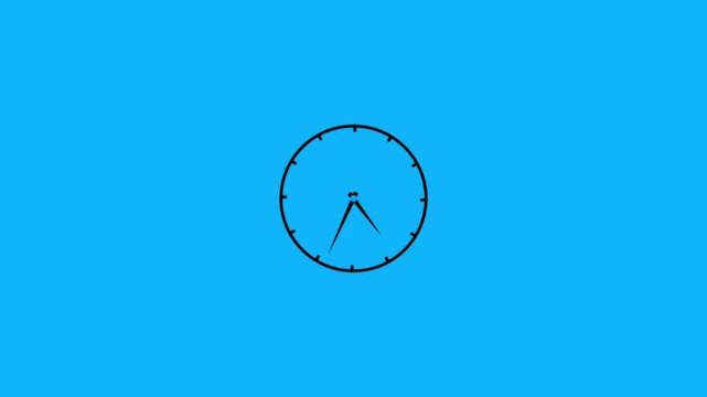 12 hours clock dial loop, twenty-four hours time lapse animation. Twelve hours clock run, moving time arrows. Hours appear on a green background