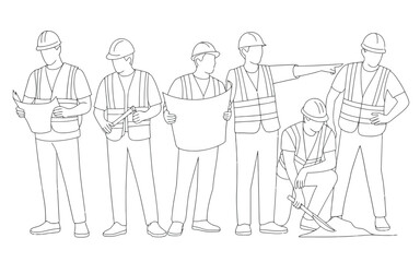 Line Art People Group Walking and Standing