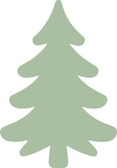 Stylized pine tree silhouette, evergreen conifer icon, botanical forest element, holiday nature symbol, cad drawing flat vector illustration