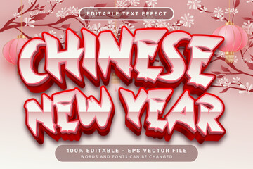 chinese newyear 3d text effect and editable text effect with lanterns and Chinese ornaments background