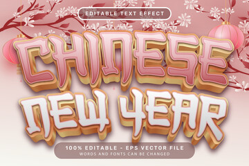 chinese newyear 3d text effect and editable text effect with lanterns and Chinese ornaments background
