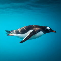 Obraz premium Gentoo penguin swimming underwater in antarctic ocean