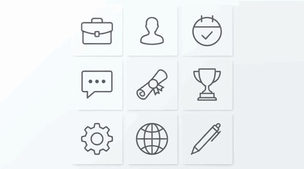 Collection of business and communication line icons.