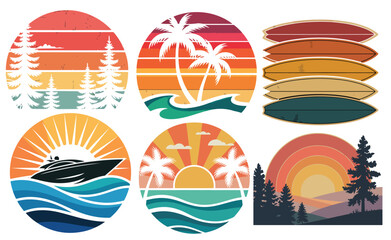 vintage retro sunset background design art