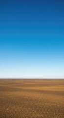 Fototapeta premium Expansive minimalist abstract view of an infinite horizon line separating the limitless empty sky and a vast, untouched terrestrial plain ,vast ,serene ,abstract