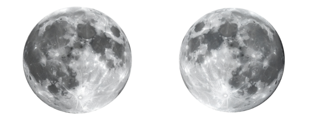  Realistic Full Moon with Craters, Front View, Isolated