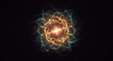 Abstract cosmic rendering of an undulating dimensional wave field, suggesting complex space-time geometry and theoretical physics concepts ,wave ,connection ,geometry