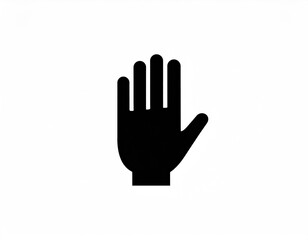 Obraz premium Simple black silhouette of a human hand, palm facing forward, fingers extended