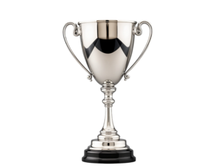 Shiny Silver Trophy Cup on Transparent Background