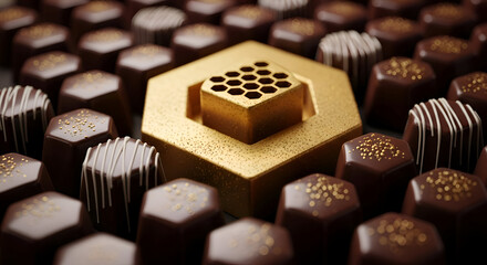 Indulge in decadent dark chocolates with elegant gold accents, perfect for luxurious gifts or premium dessert promotions and mouthwatering chocolate campaigns
