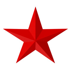 Vibrant red star isolated on a clean white background