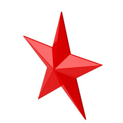 Shiny red star isolated on a white background, perfect for design and decoration