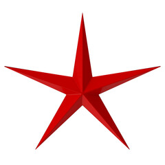 Vibrant red star isolated on a clean white background for design and decoration