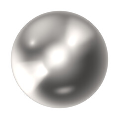 Shiny metallic sphere isolated on white background with soft reflections.