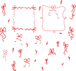 set of coquet bow and ribbon  hand drawn frames  arithmetic expression that needs to be simplified. 