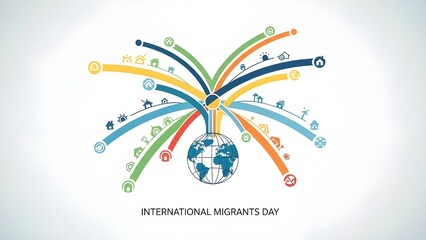 Vibrant global connectivity graphic illustrating migration paths and diverse community resettlement around the world