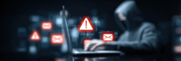 Neon firewalls detect a hacker mail scam sending a global network marketing message