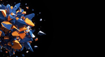 Abstract background composed of scattered geometric shards creating a dynamic visual disruption. Digital texture concept for overlay purposes ,art ,geometric ,backdrop
