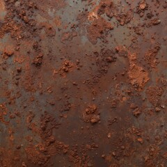 Rusted iron sheet with deep reddish-brown corrosion, showing natural flakes and rough surface patterns, aged industrial appearance Generative AI