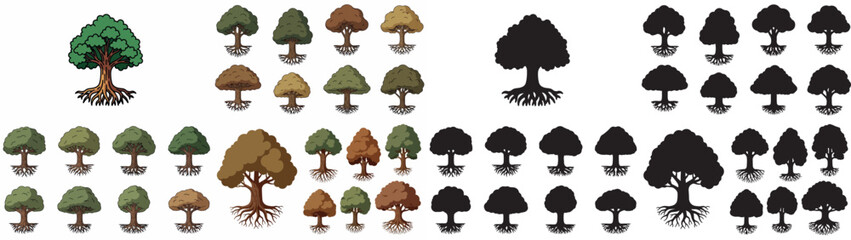 Tree collection with various sizes and silhouettes