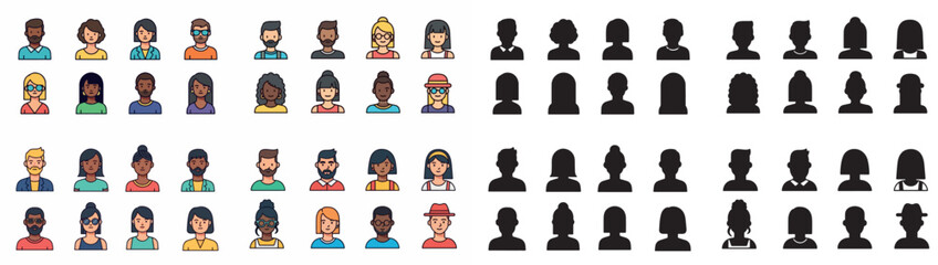 Diverse people avatars set with transparent background