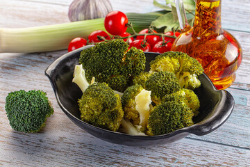 Steamed broccoli cabbage in the boil
