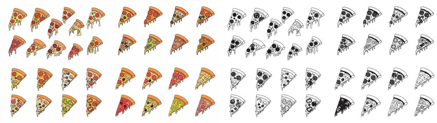 Pizza slices collection with transparent background