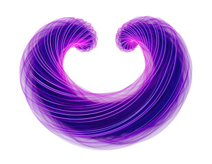 Abstract glowing purple neon light wave forming a luminous C shape against a stark symbolizing digital energy and futuristic motion on white background