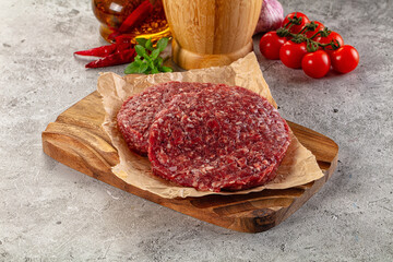 Raw beef burger cutlet for grill