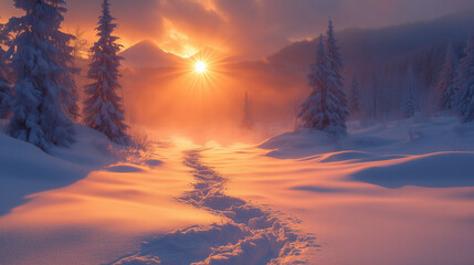 Beautiful snow winter landscape. Winter landscape. Beautiful wintry landscape