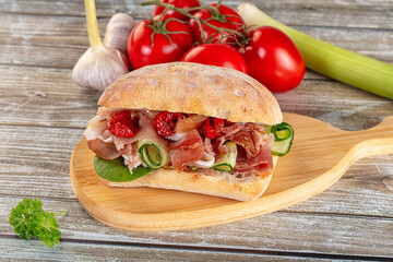 Ciabatta with cured parma and tomato