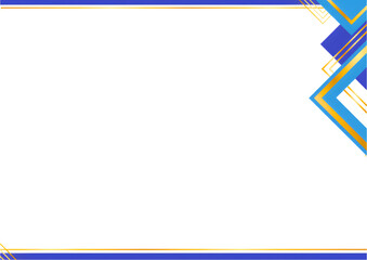 Obraz premium Modern frame with blue and gold geometric accents in the corners, great for certificates, posters, creative layouts, and stylish presentations.