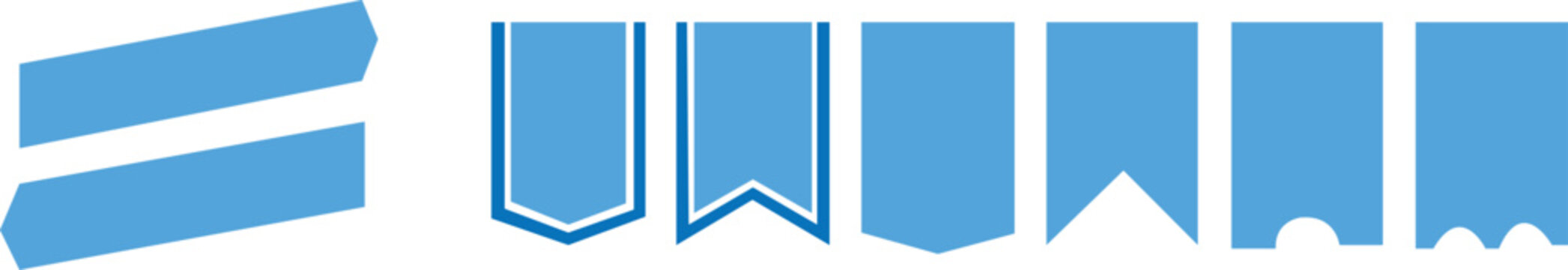 set of blue ribbon baner icon