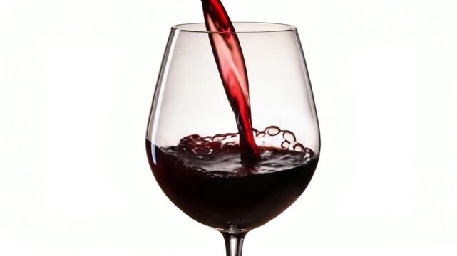 Versement de vin rouge dans un verre &eacute;l&eacute;gant