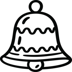 Simple Christmas Bell Line Art Icon for Holiday Decoration