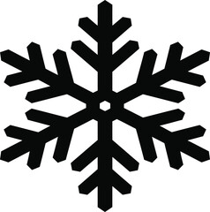 Bold Snowflake Silhouette  Simple Winter Ice Crystal Icon Graphic