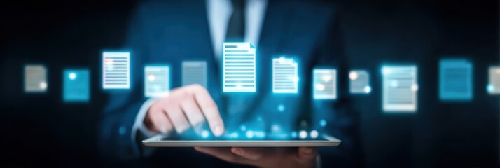 Fototapeta premium Enterprise system handles documentation and folders, automates paperwork, and schedules content ready to publish