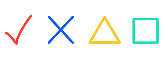 シンプルなチェック・ばつ・三角・四角マーク
