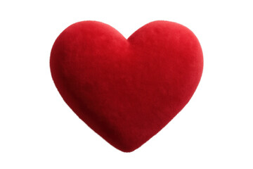 Obraz premium Red fluffy heart shape cushion on transparent background