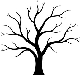 Bare tree silhouette vector illustration