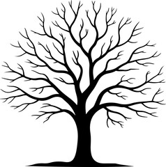 Bare tree silhouette vector illustration